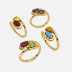 NOOR White Diamond and Ruby Pinky Ring JAUR
