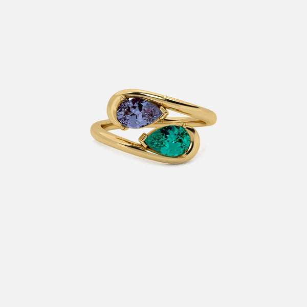 NOOR Alexandrite and Emerald Pinky Ring JAUR