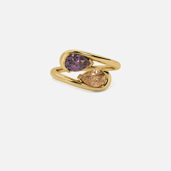 NOOR Amethyst and Brown Diamond Pinky Ring JAUR