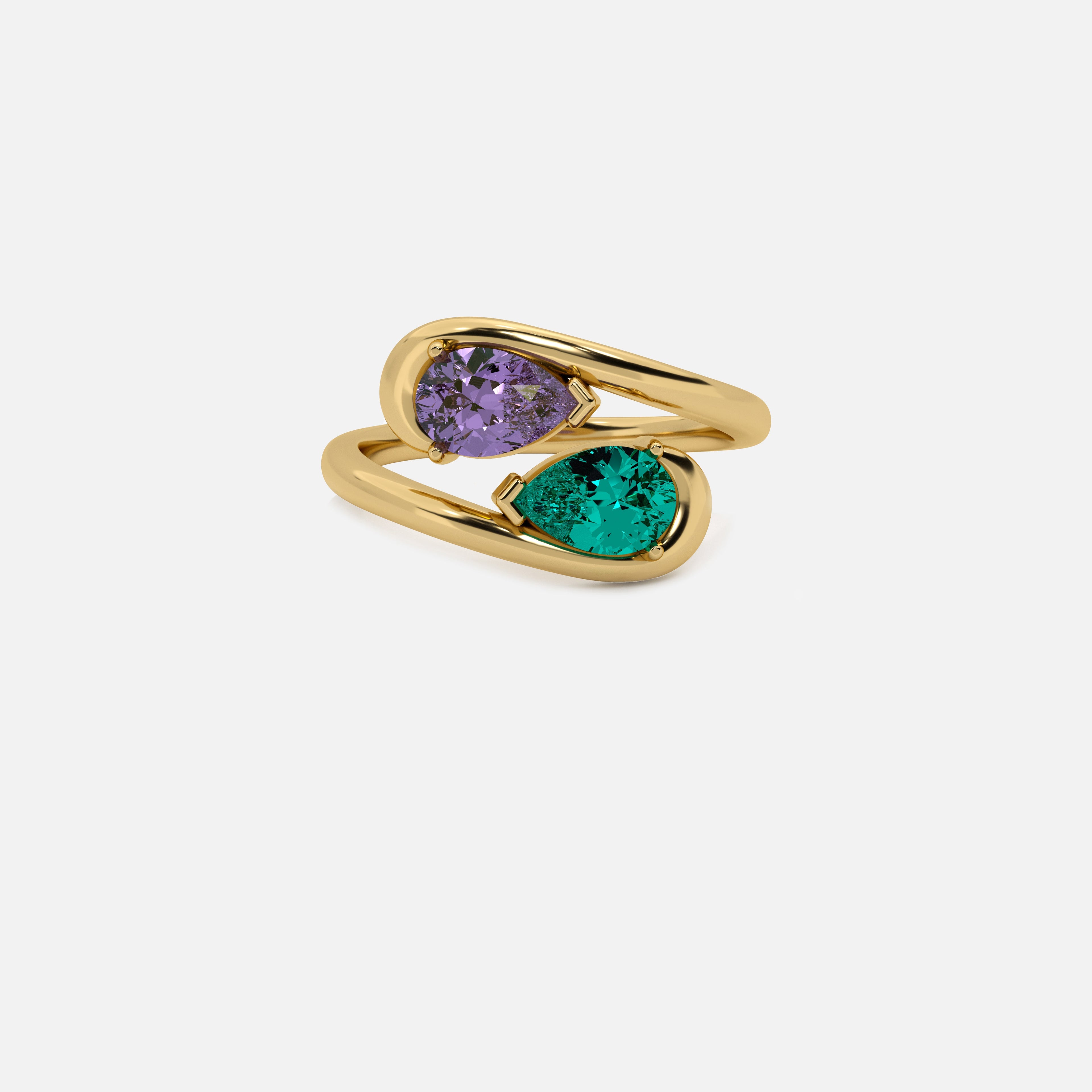 NOOR Amethyst and Emerald Pinky Ring JAUR