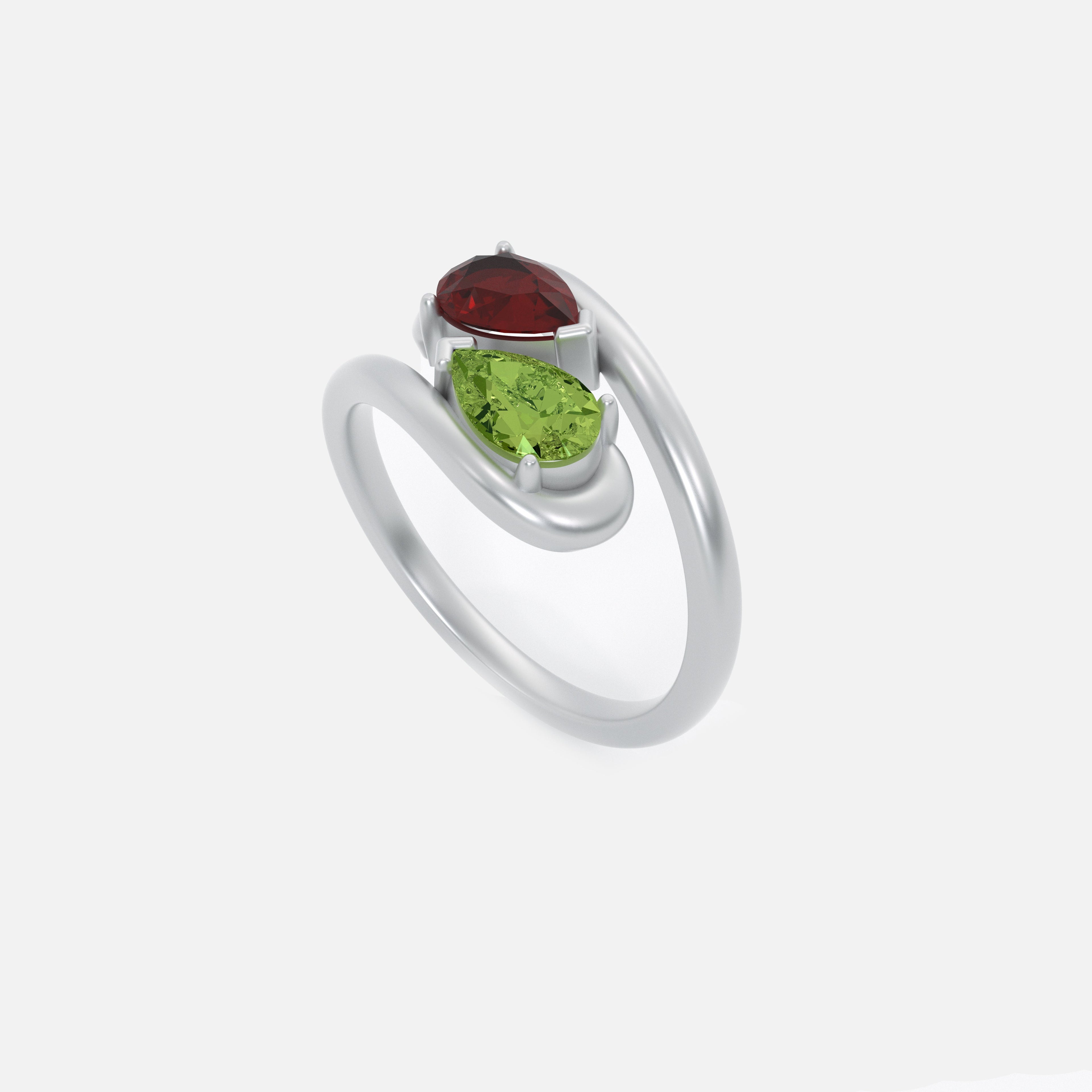 NOOR Amethyst and Green Diamond Pinky Ring JAUR