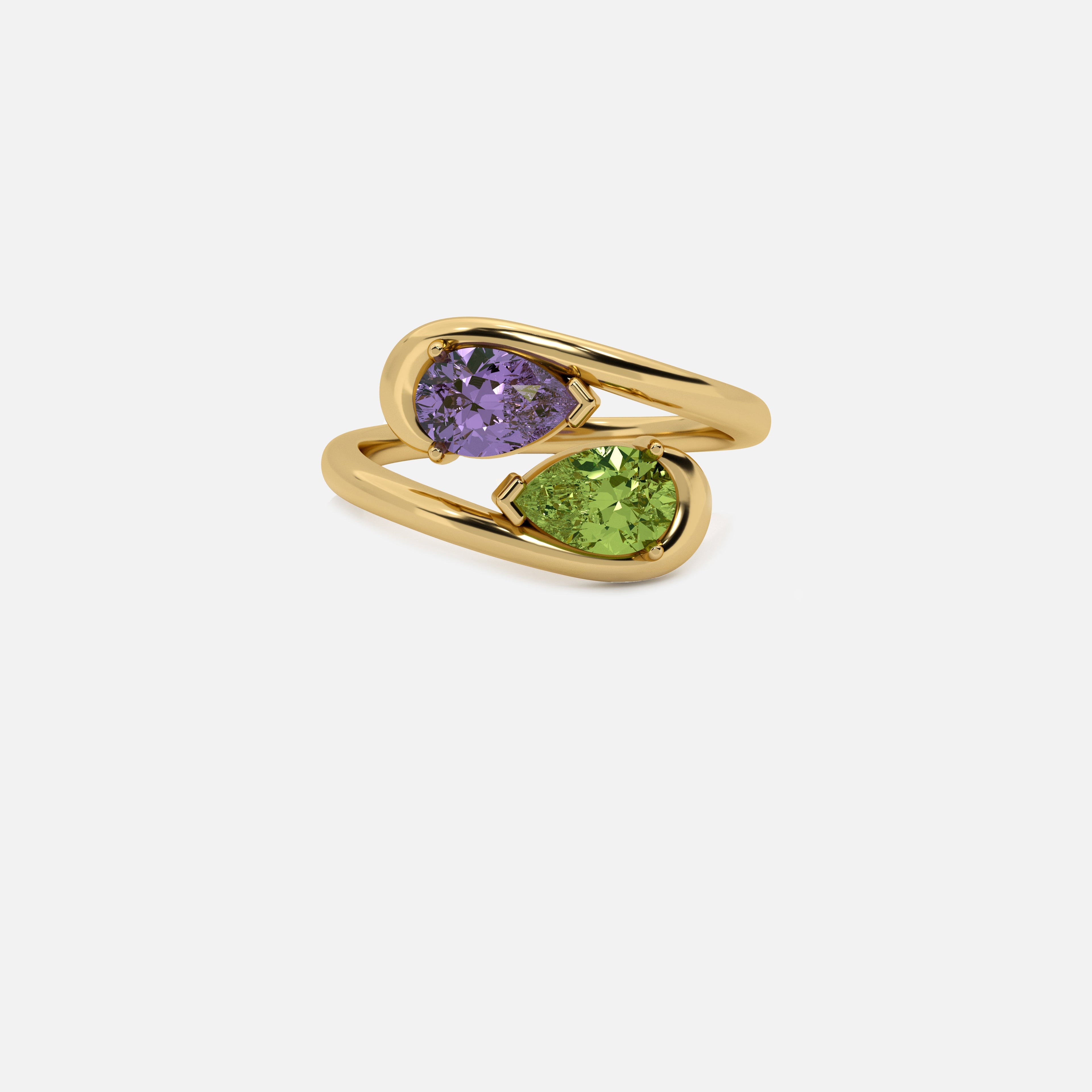 NOOR Amethyst and Green Diamond Pinky Ring JAUR