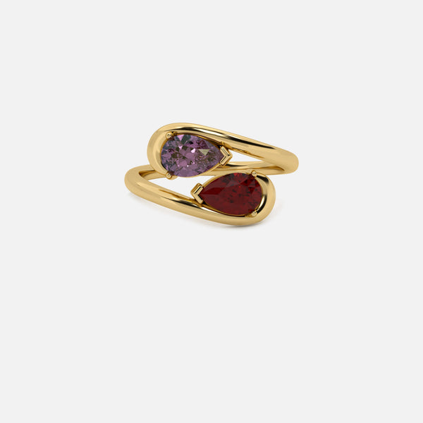 NOOR Amethyst and Red Garnet Pinky Ring JAUR