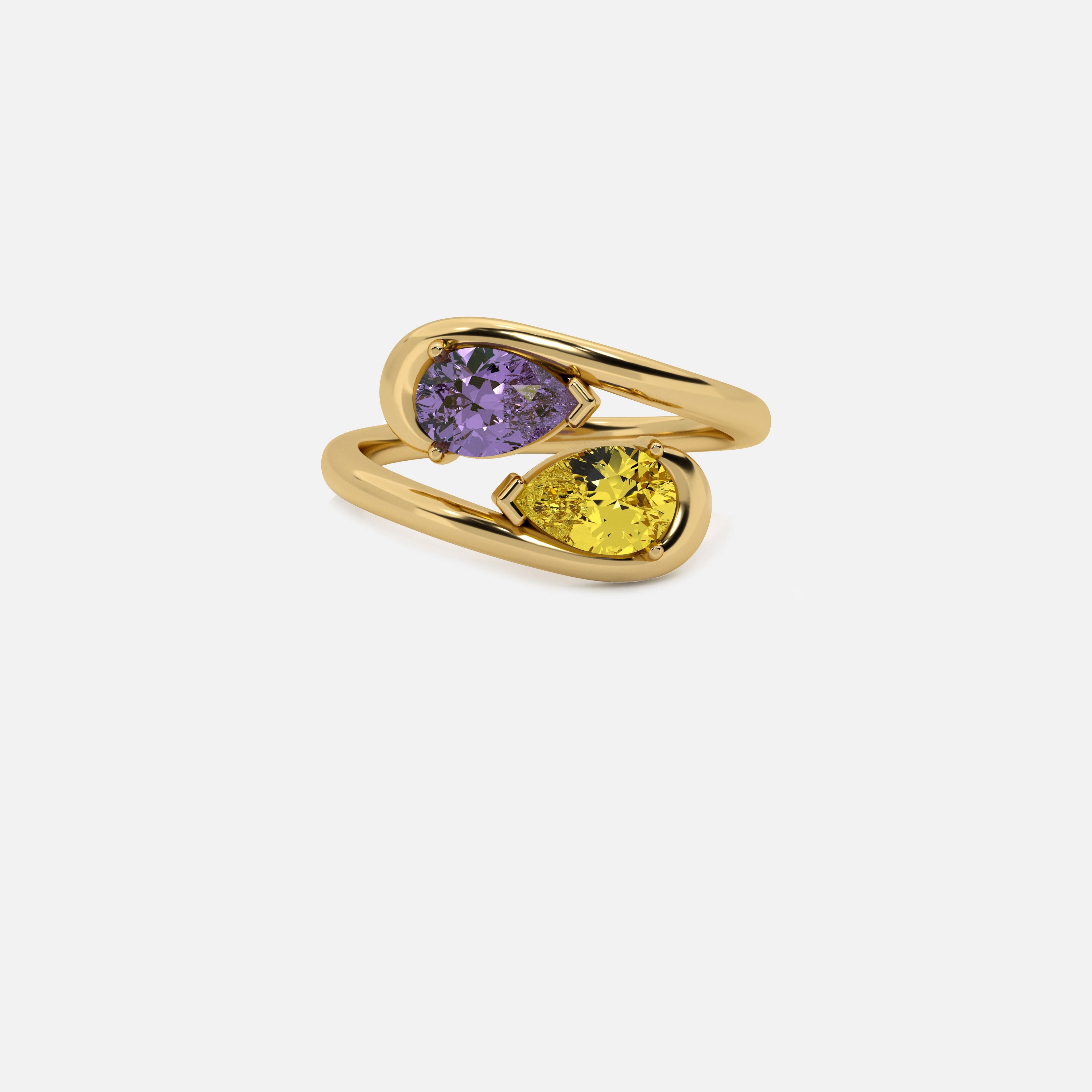 NOOR Amethyst and Yellow Diamond Pinky Ring JAUR