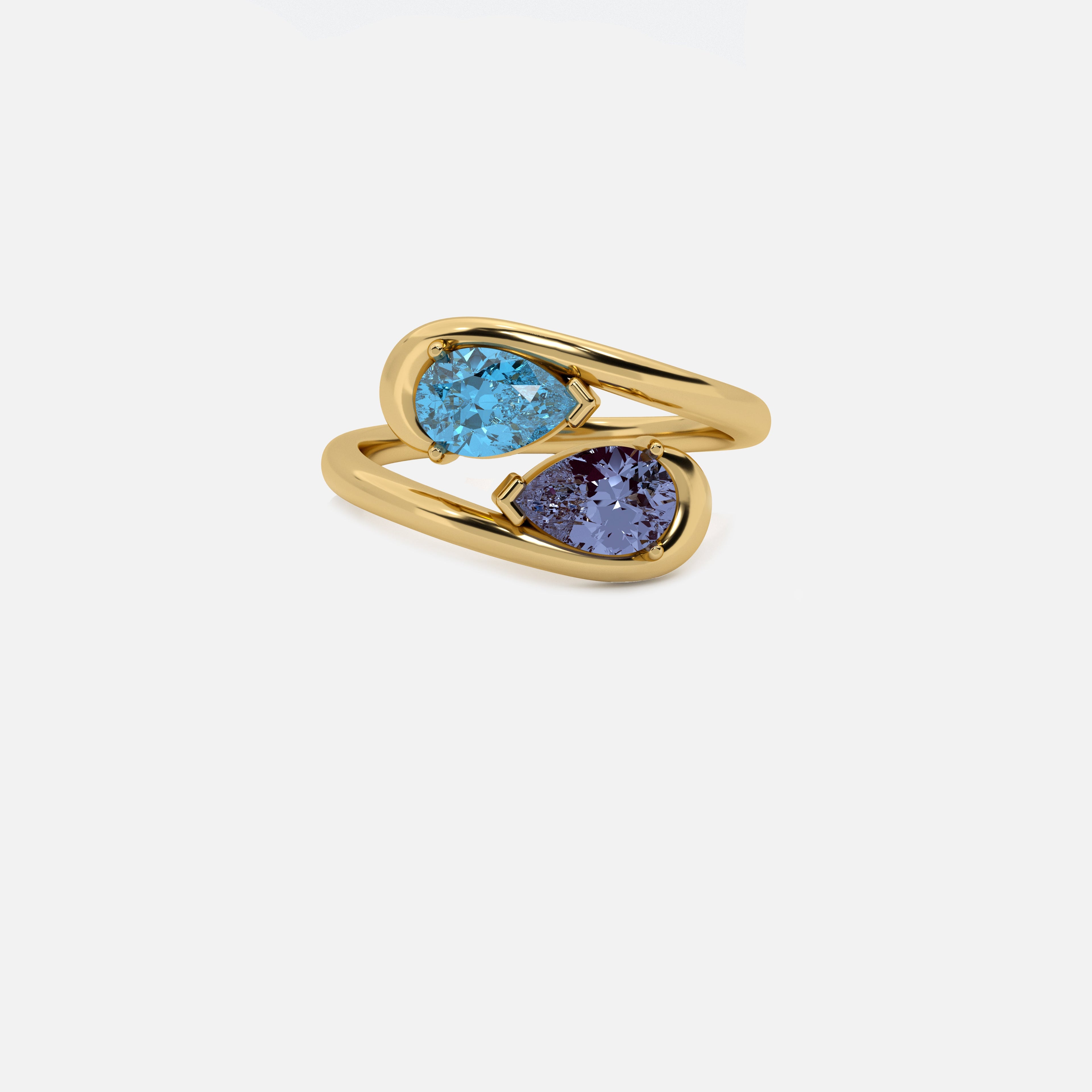 NOOR Blue Diamond and Alexandrite Ring