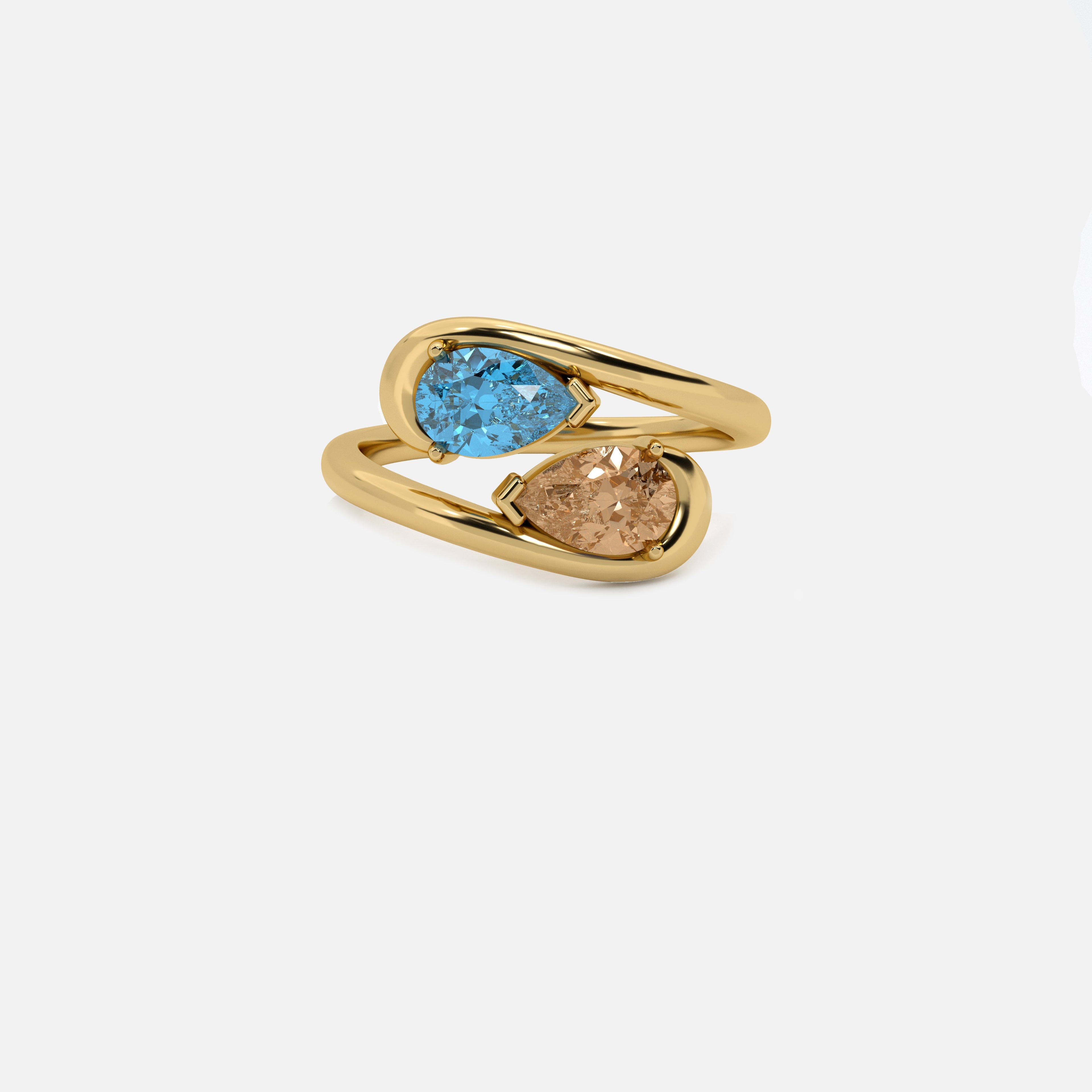 NOOR Blue Diamond and Brown Diamond Ring