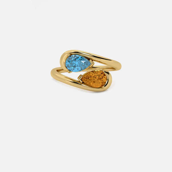 NOOR Blue Diamond and Citrine Pinky Ring JAUR