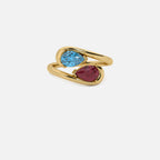 NOOR Blue Diamond and Ruby Ring