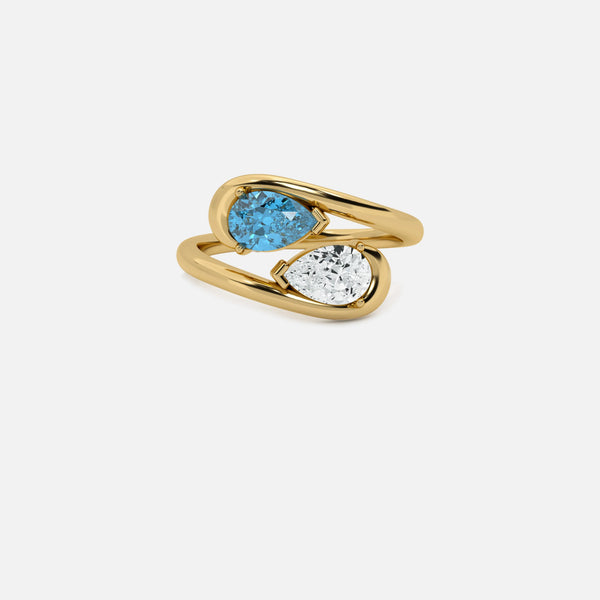 NOOR Blue Diamond and White Diamond Pinky Ring JAUR