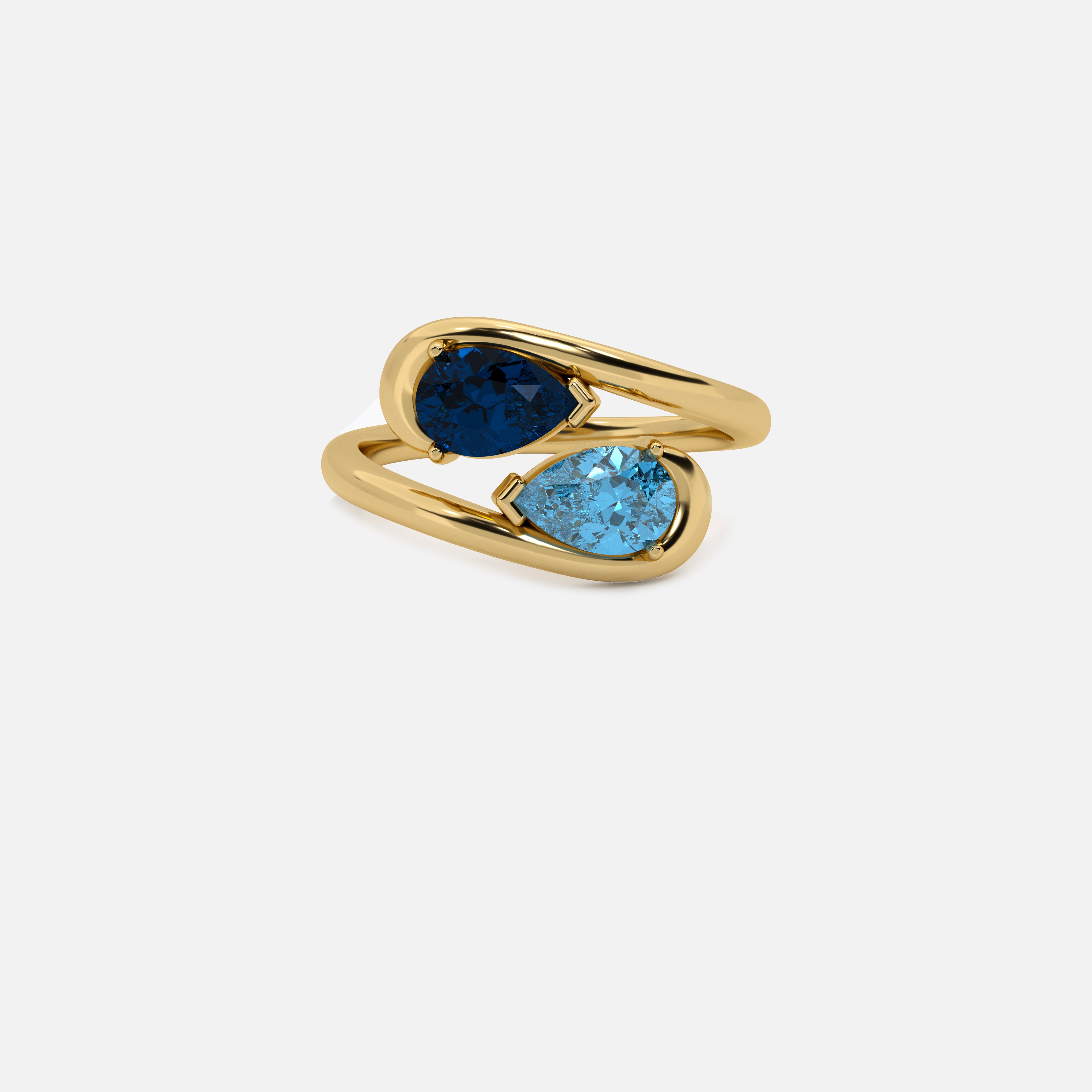NOOR Blue Sapphire and Blue Diamond Pinky Ring