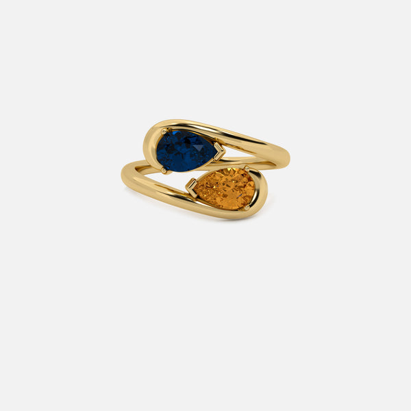 NOOR Blue Sapphire and Citrine Pinky Ring JAUR