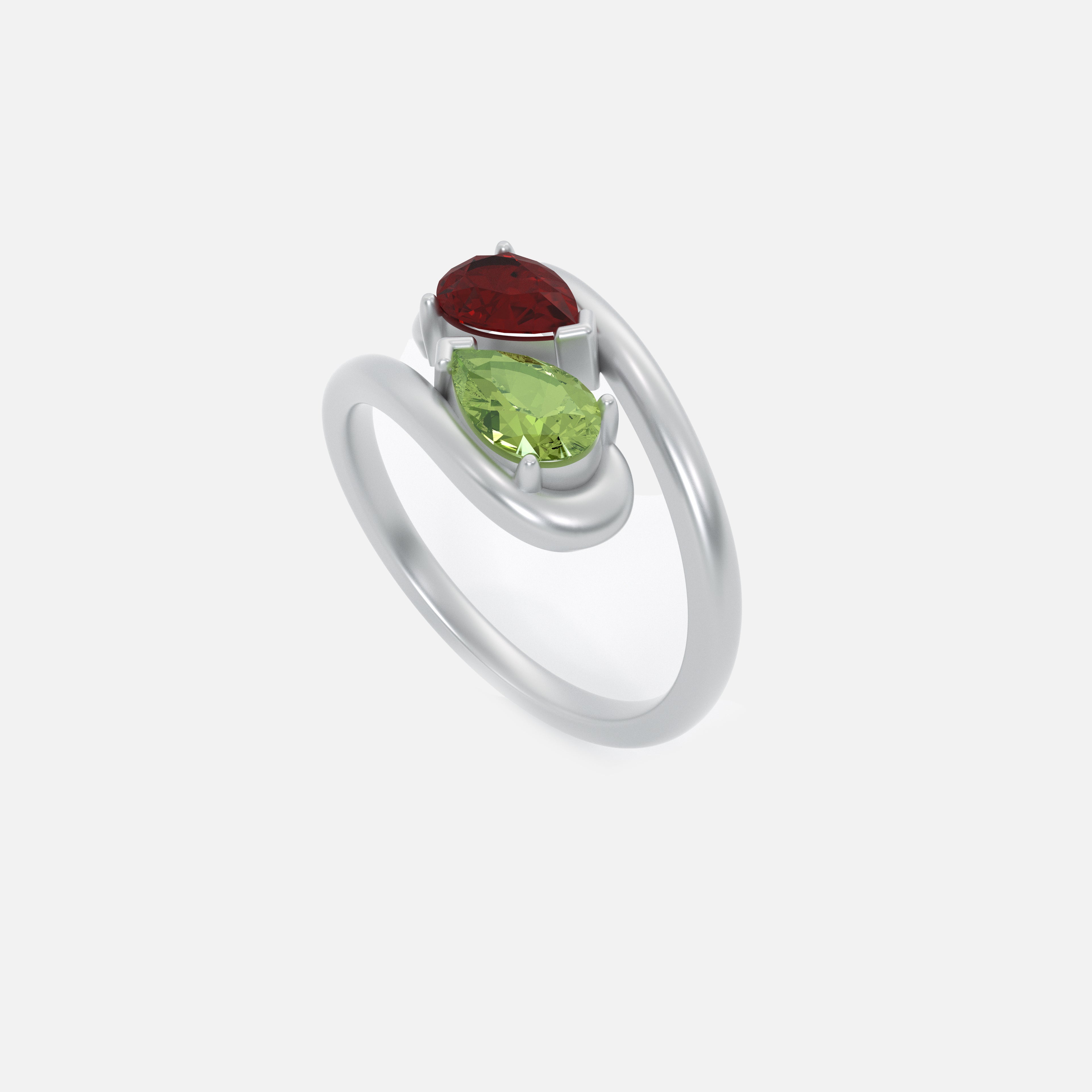 NOOR Blue Sapphire and Green Diamond Ring