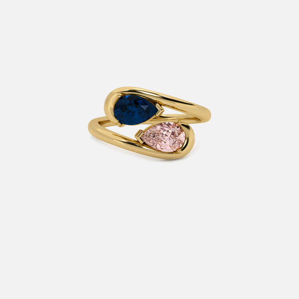 NOOR Blue Sapphire and Pink Diamond Pinky Ring JAUR