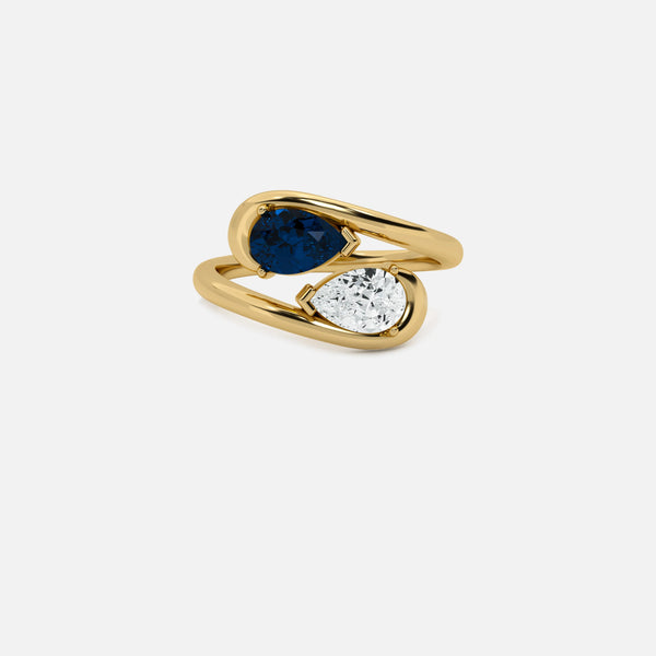 NOOR Blue Sapphire and White Diamond Pinky Ring JAUR