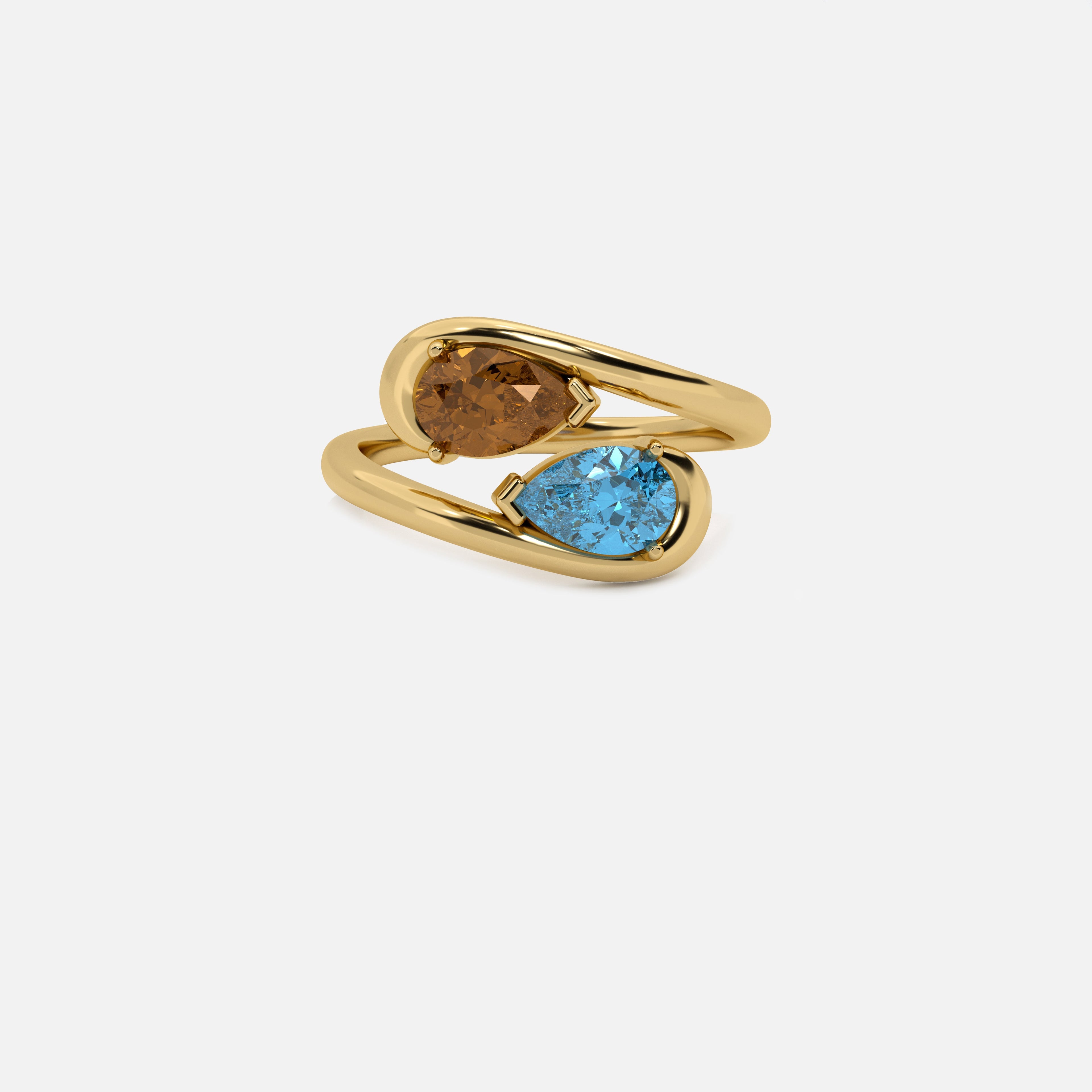 NOOR Brown Diamond and Blue Diamond Pinky Ring JAUR