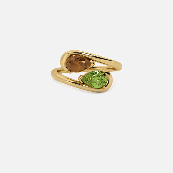 NOOR Brown Diamond and Green Diamond Pinky Ring JAUR