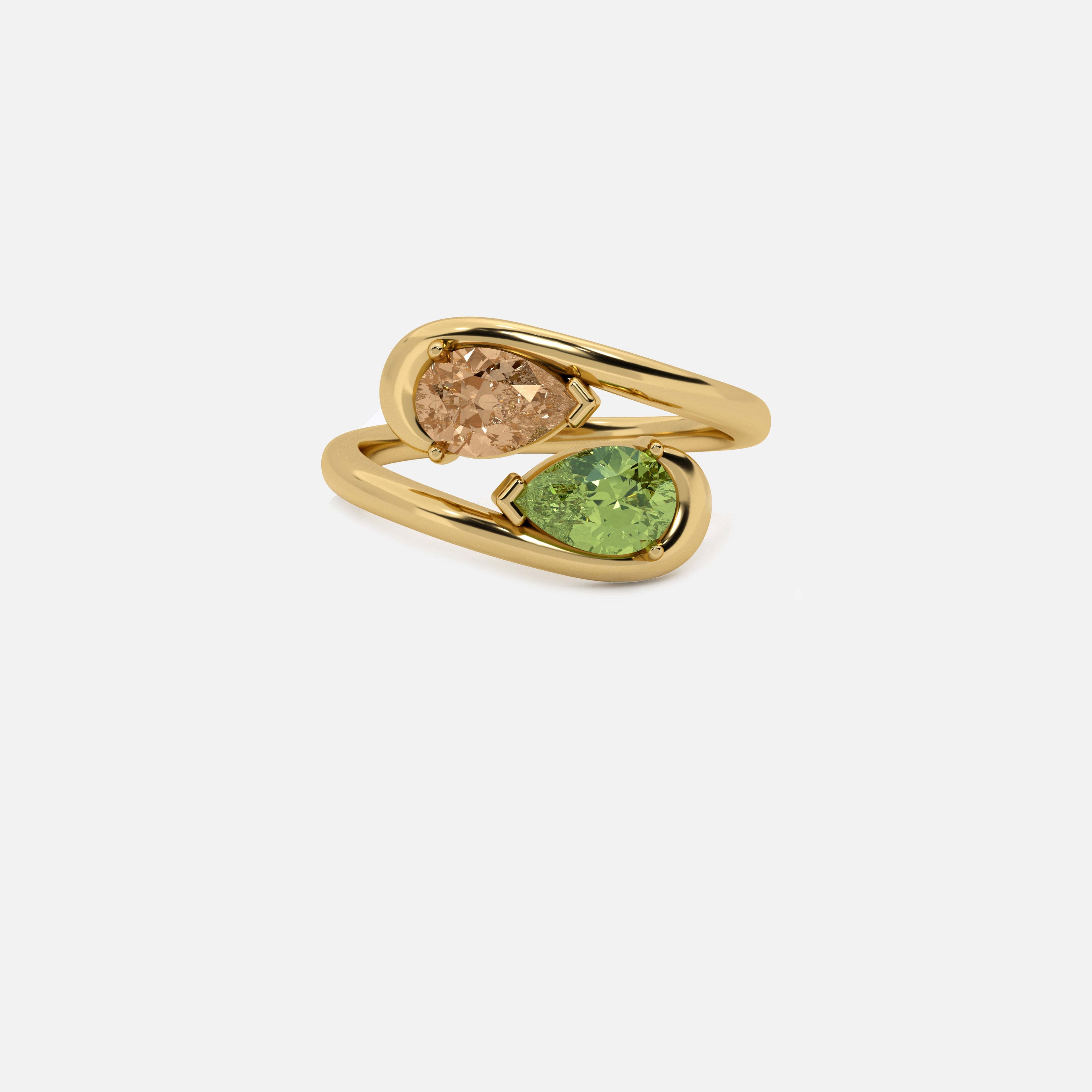 NOOR Brown Diamond and Green Diamond Ring