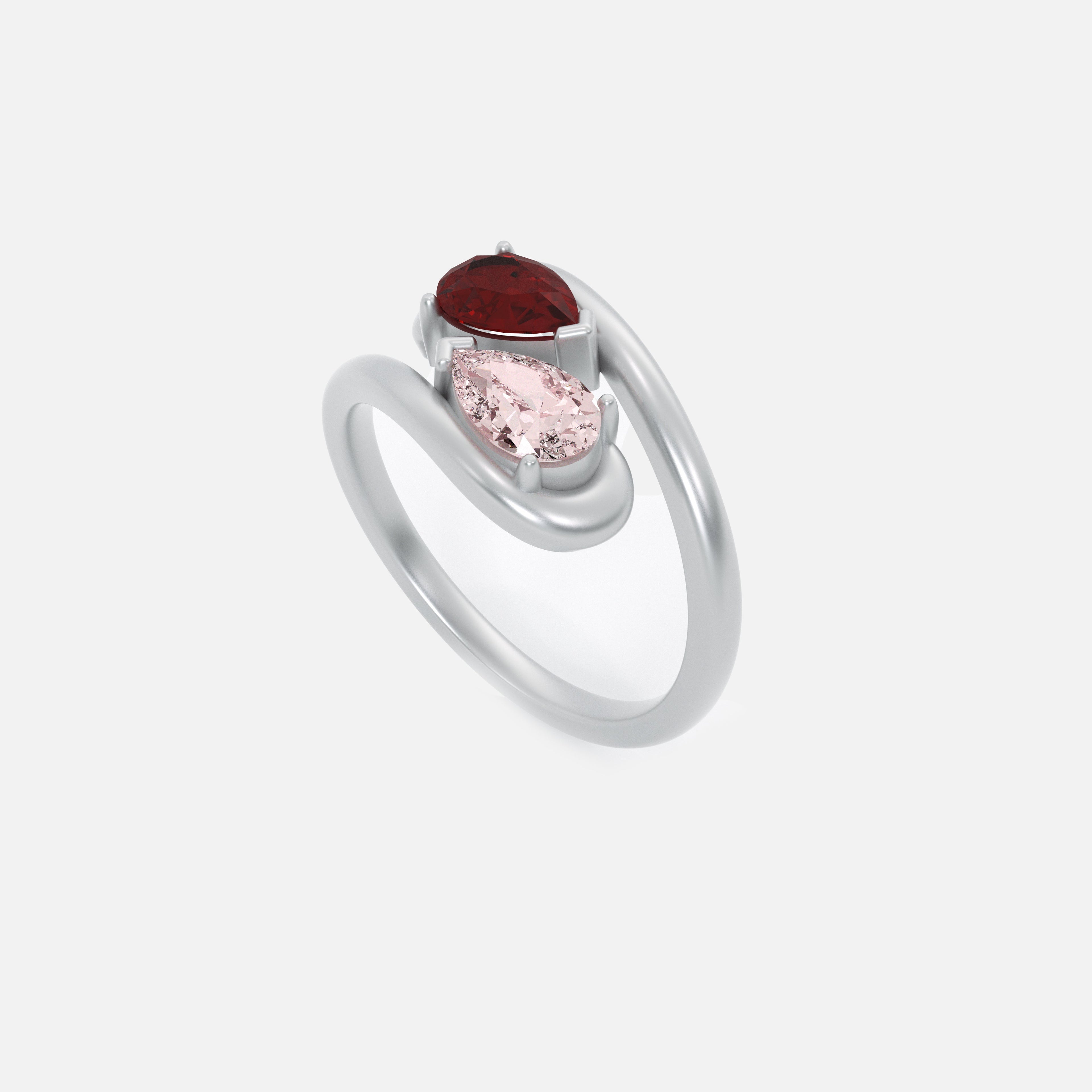 NOOR Brown Diamond and Pink Diamond Pinky Ring JAUR
