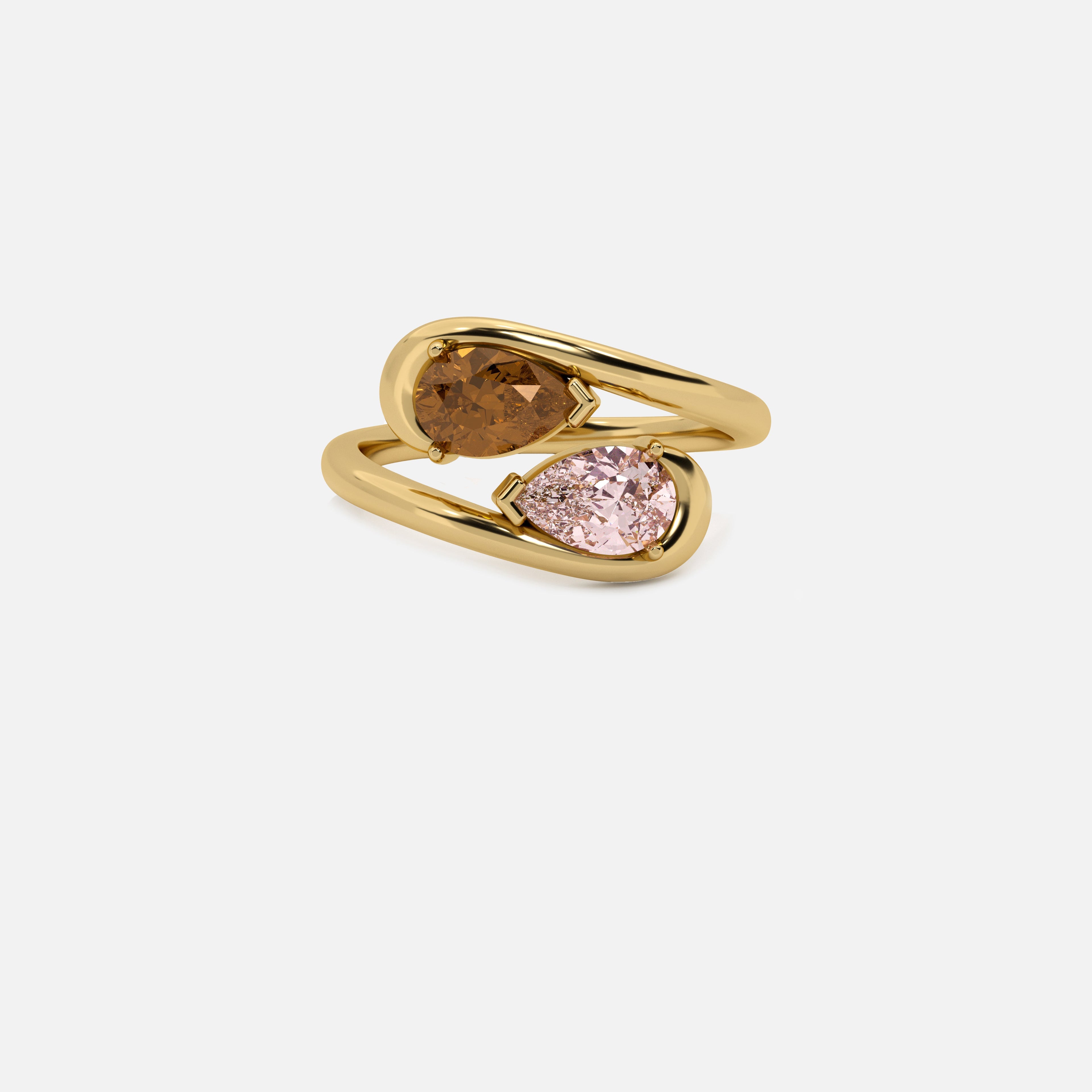 NOOR Brown Diamond and Pink Diamond Pinky Ring JAUR