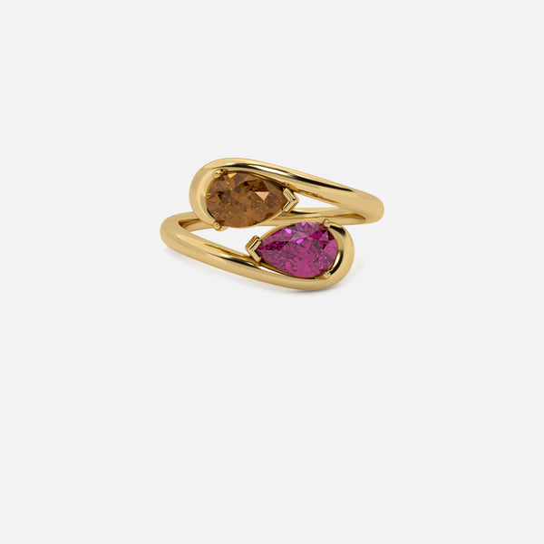 NOOR Brown Diamond and Pink Sapphire Pinky Ring JAUR