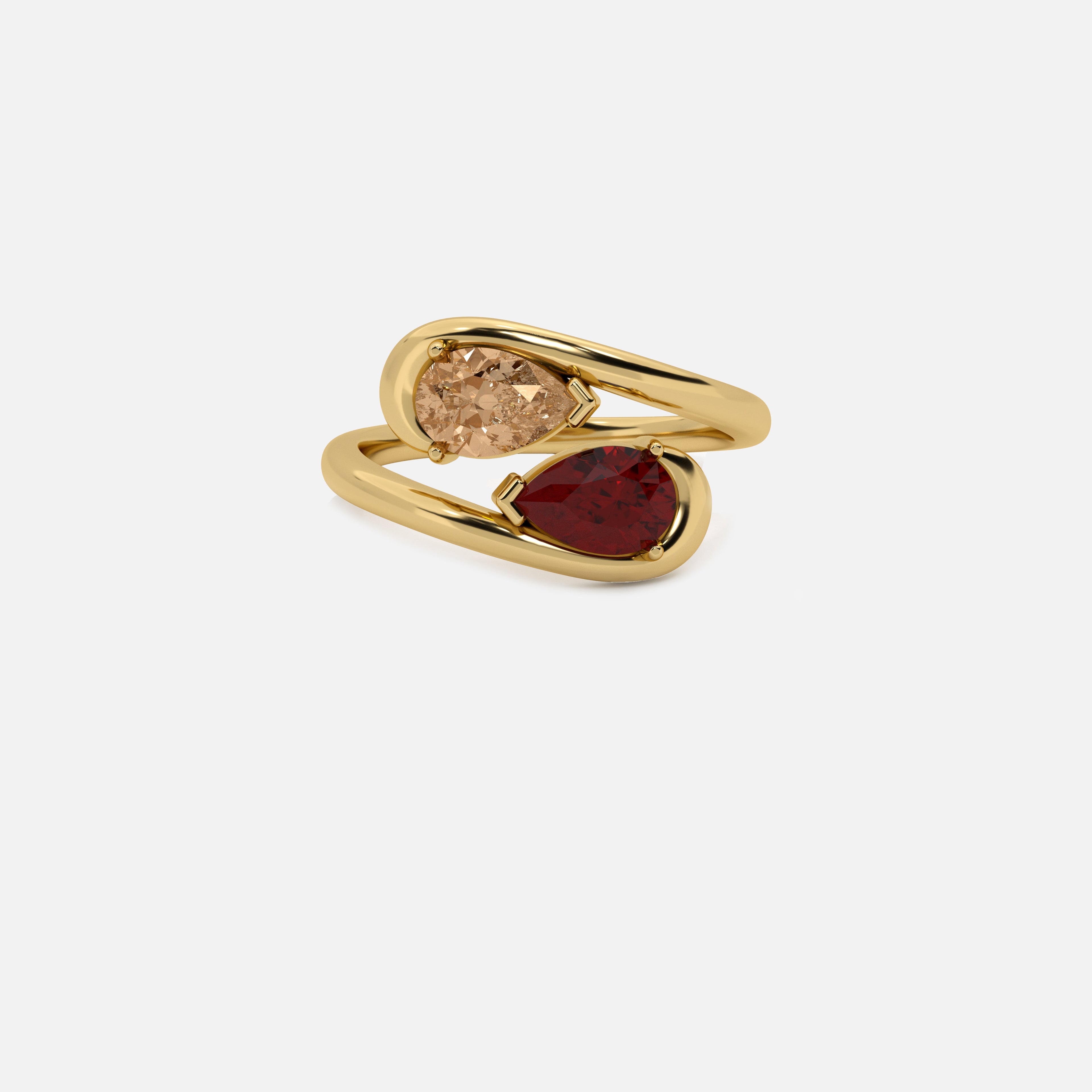 NOOR Brown Diamond and Red Garnet Ring