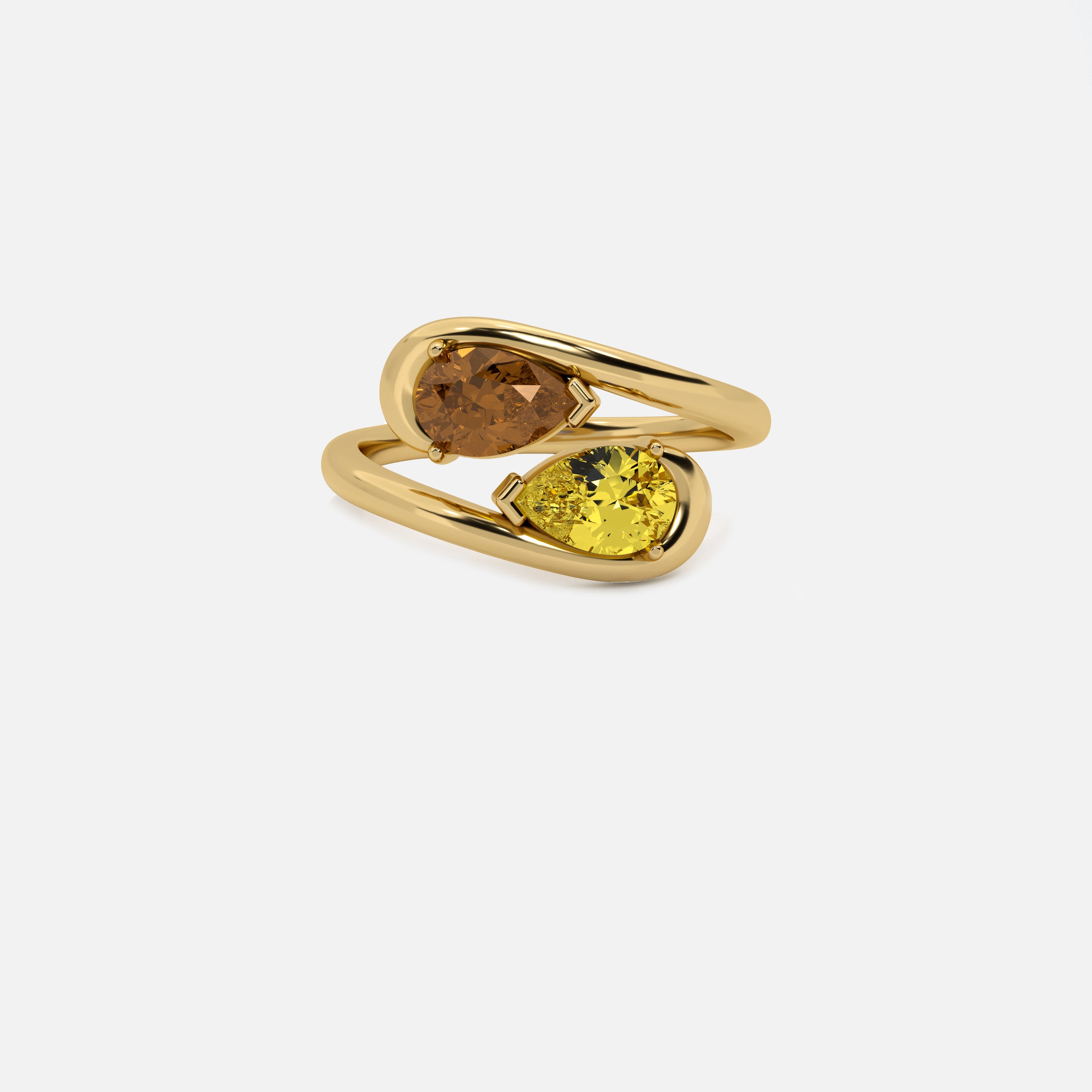 NOOR Brown Diamond and Yellow Diamond Pinky Ring JAUR