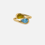 NOOR Citrine and Blue Diamond Pinky Ring