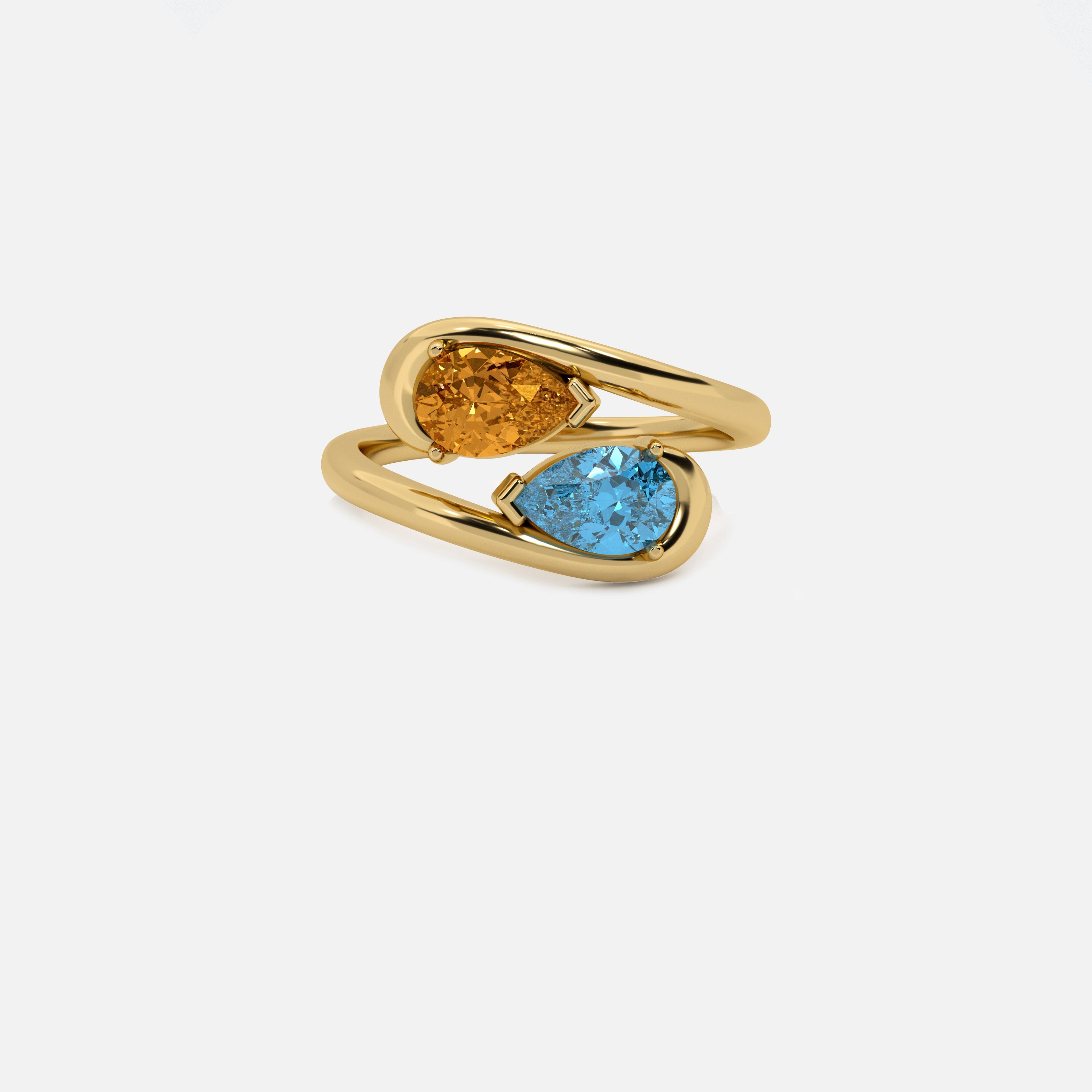 NOOR Citrine and Blue Diamond Pinky Ring JAUR