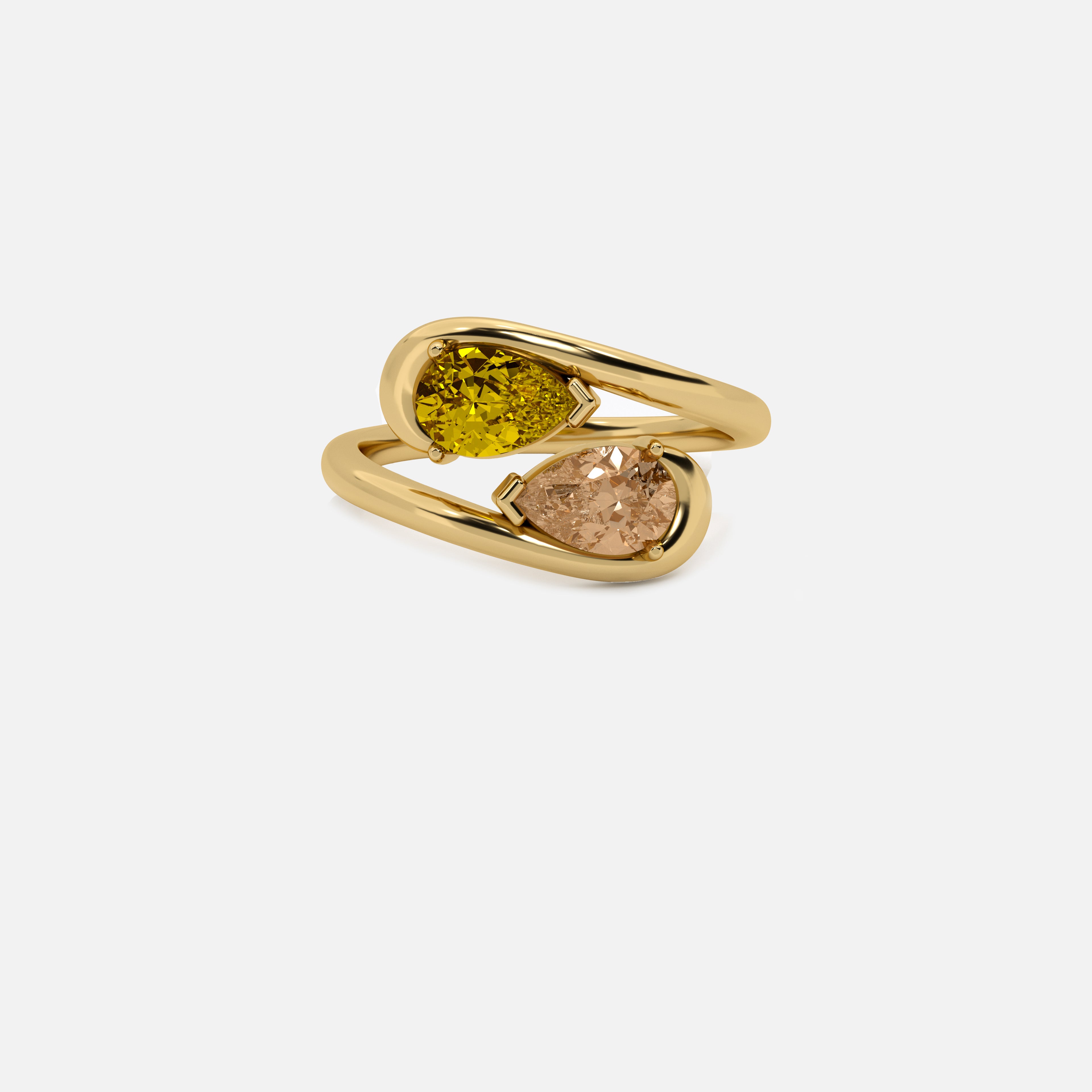 NOOR Citrine and Brown Diamond Pinky Ring