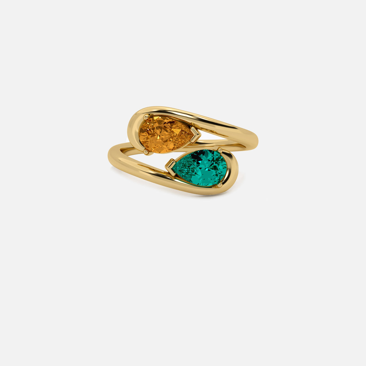 NOOR Citrine and Emerald Pinky Ring JAUR