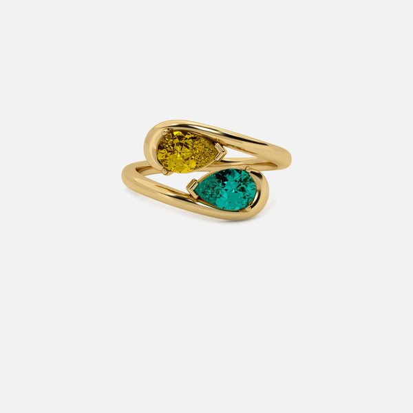 NOOR Citrine and Emerald Pinky Ring JAUR