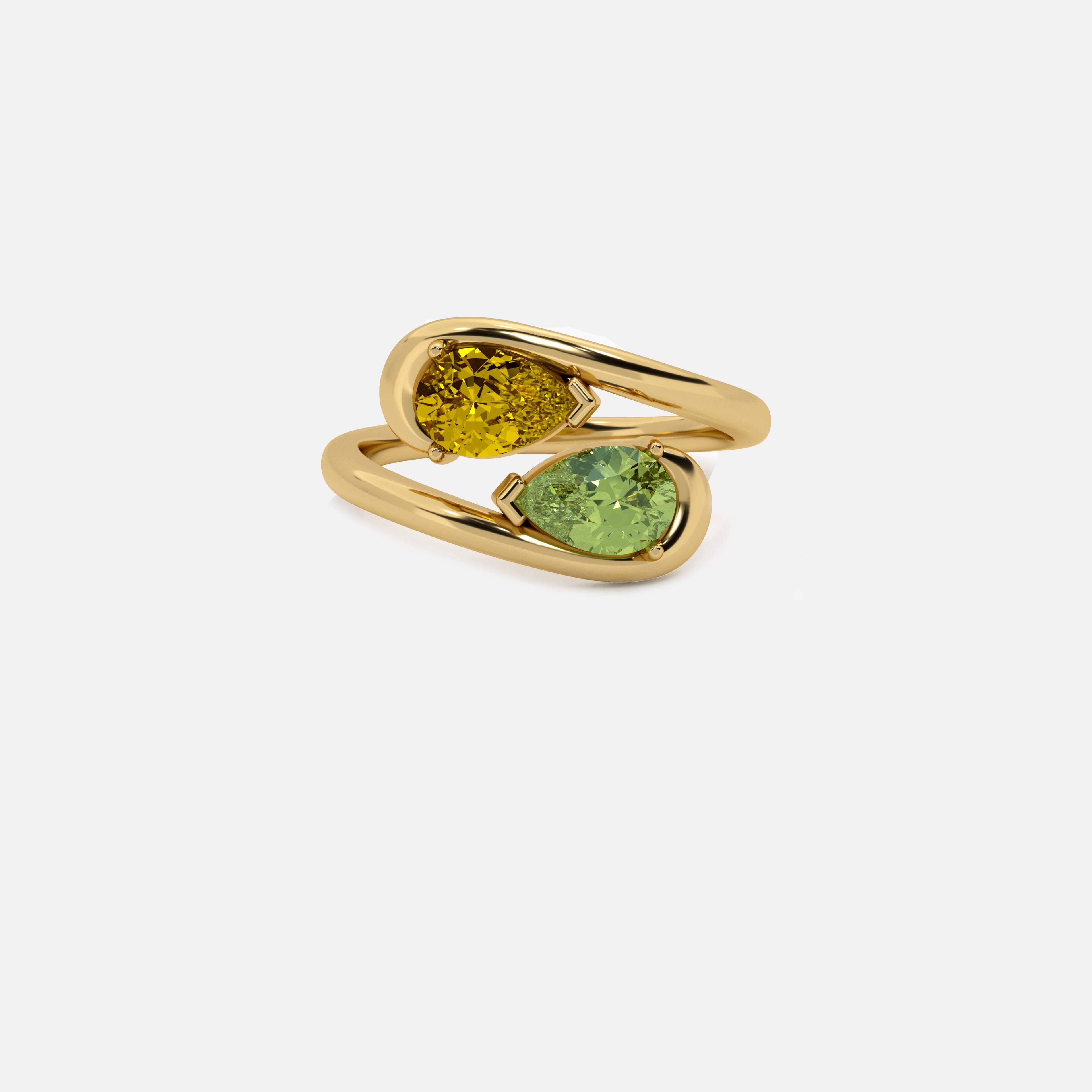 NOOR Citrine and Green Diamond Pinky Ring