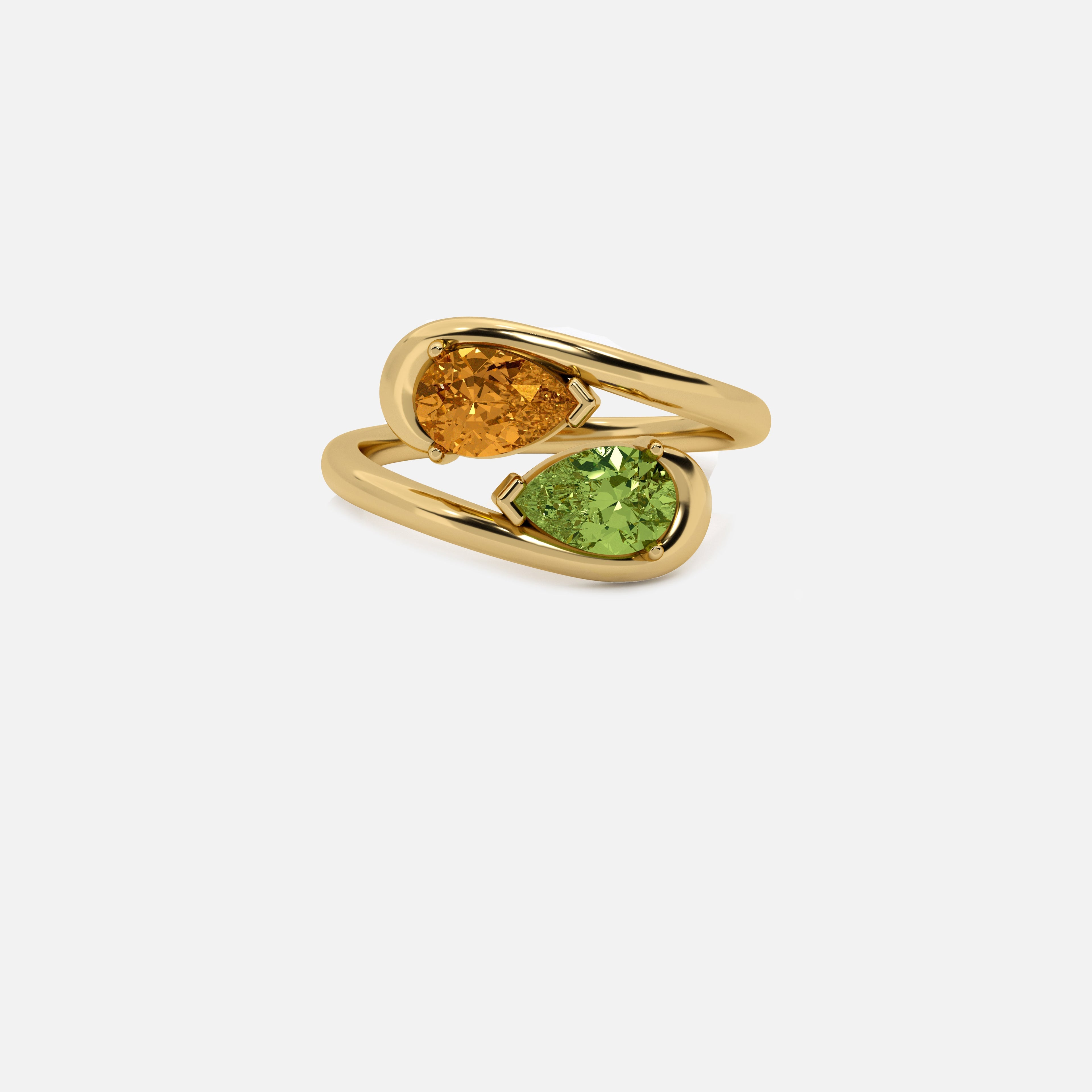 NOOR Citrine and Green Diamond Pinky Ring JAUR