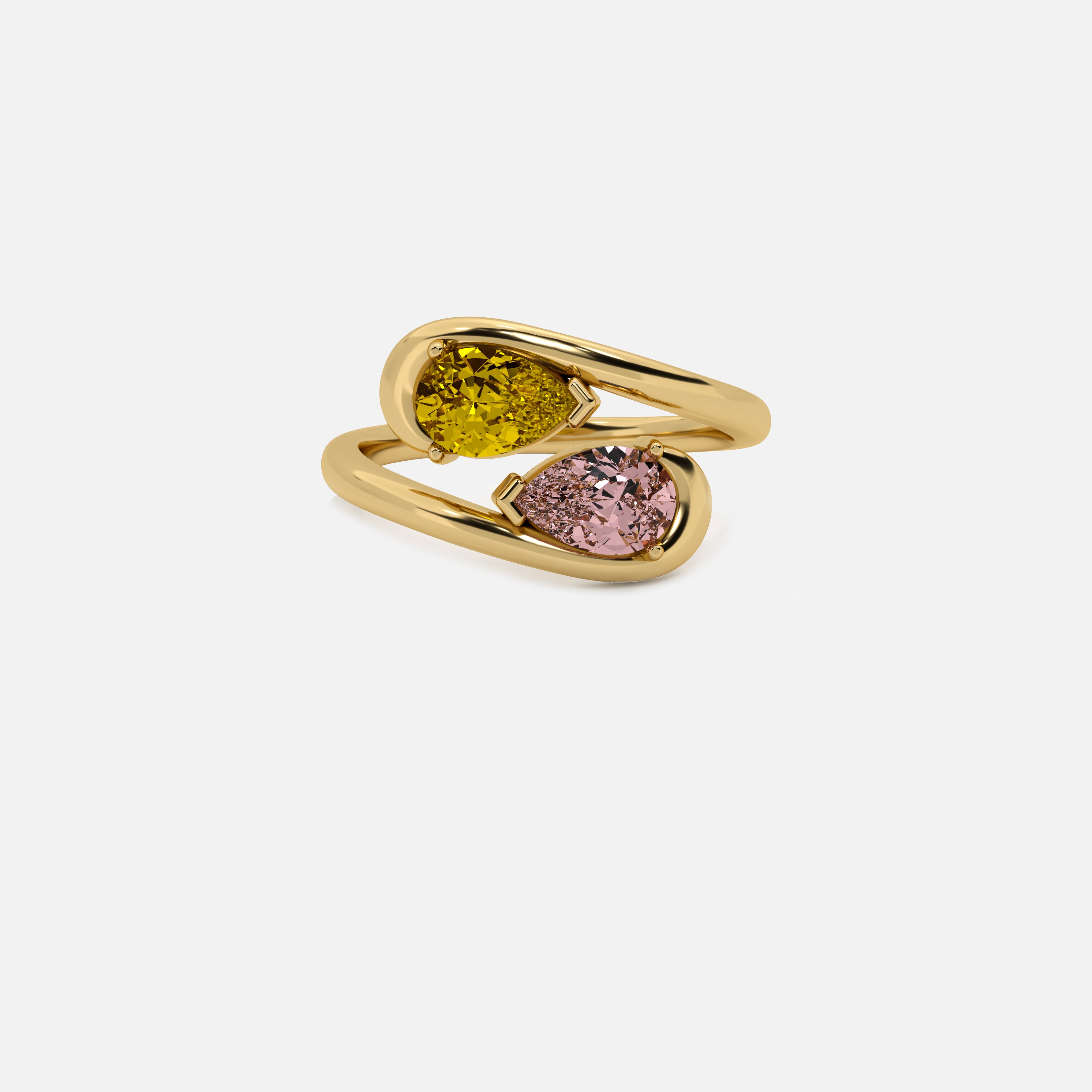 NOOR Citrine and Pink Diamond Pinky Ring