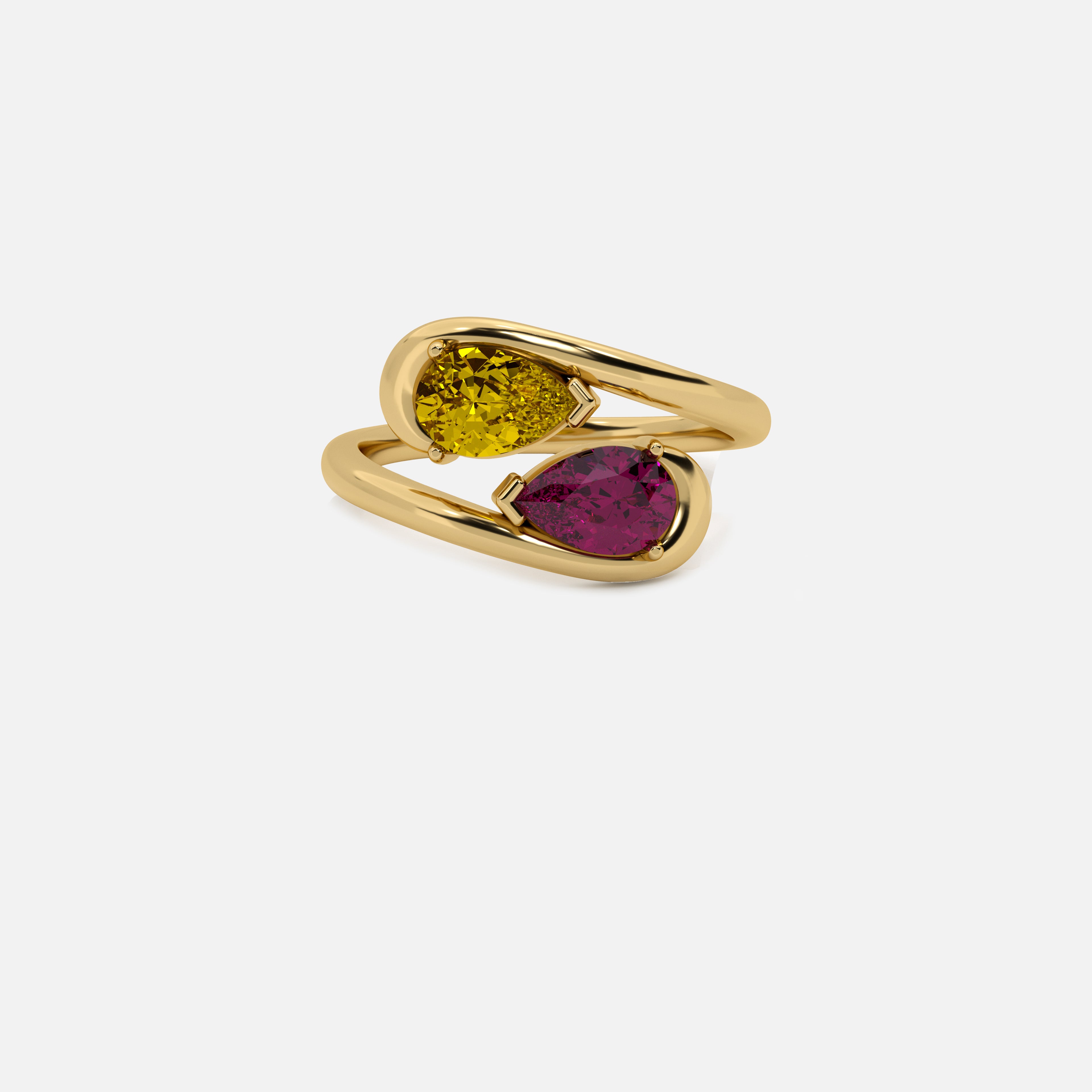 NOOR Citrine and Pink Sapphire Pinky Ring