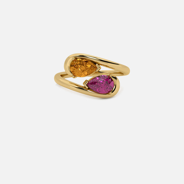 NOOR Citrine and Pink Sapphire Pinky Ring JAUR