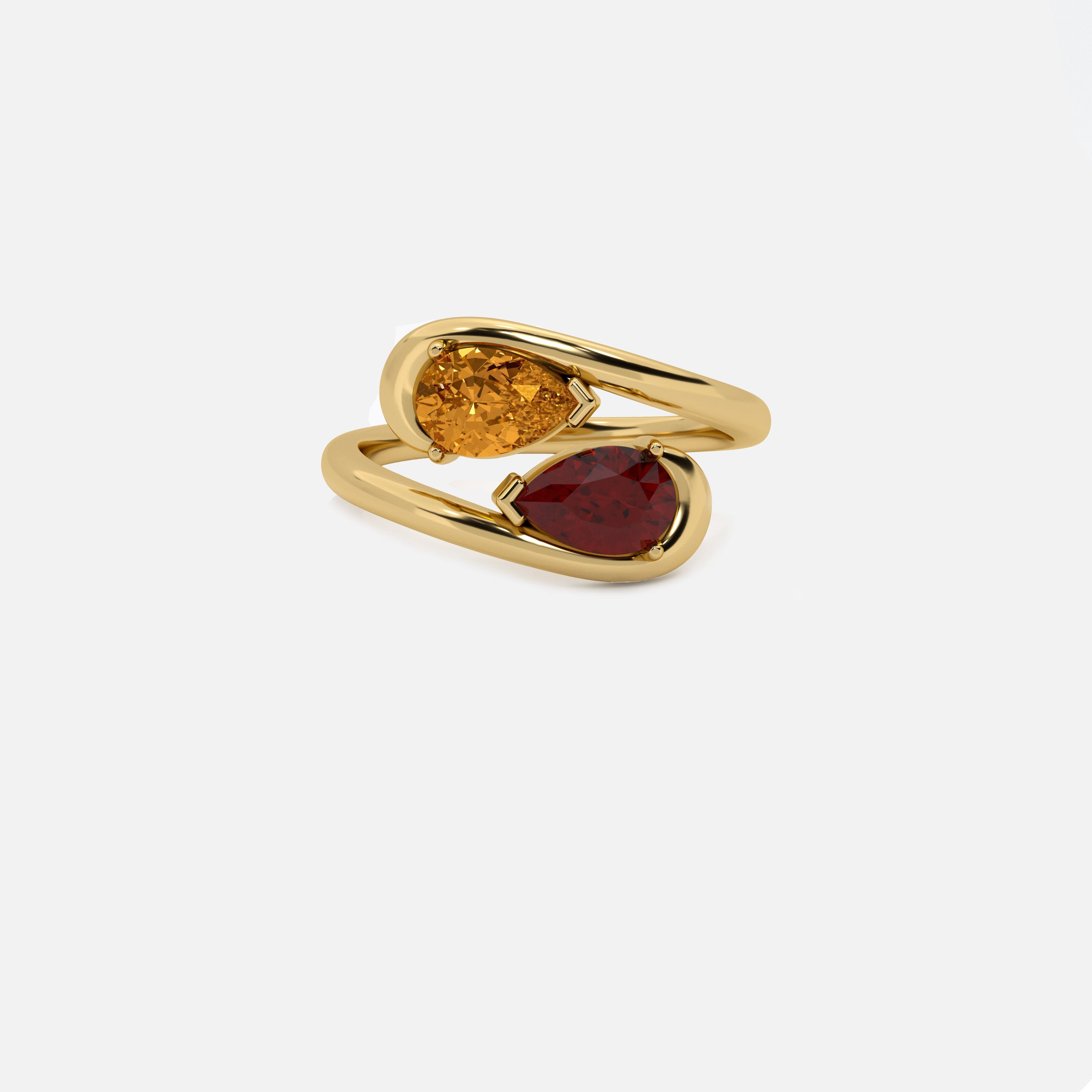 NOOR Citrine and Red Garnet Pinky Ring JAUR