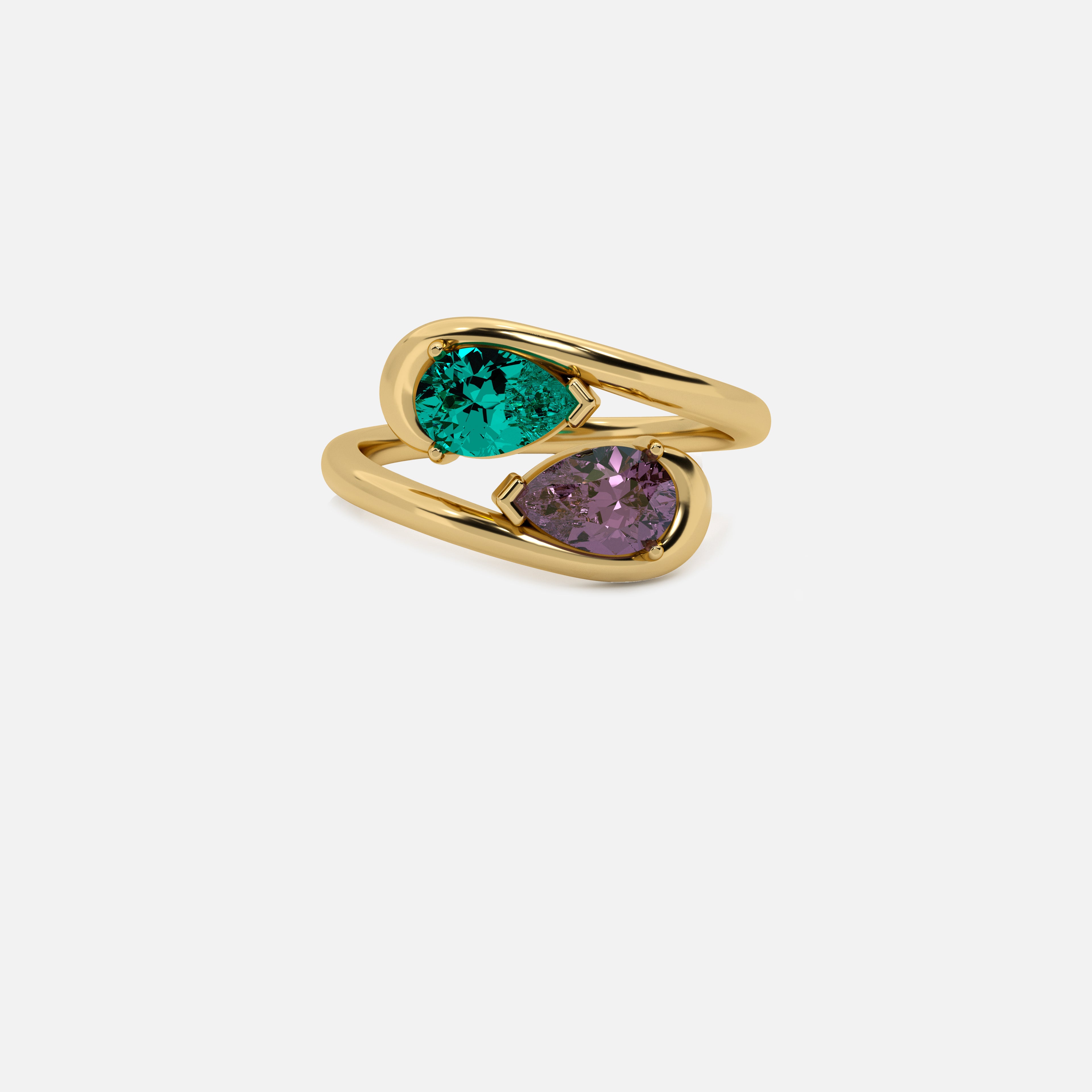 NOOR Emerald and Amethyst Pinky Ring