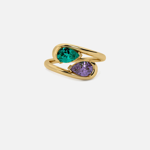 NOOR Emerald and Amethyst Pinky Ring JAUR