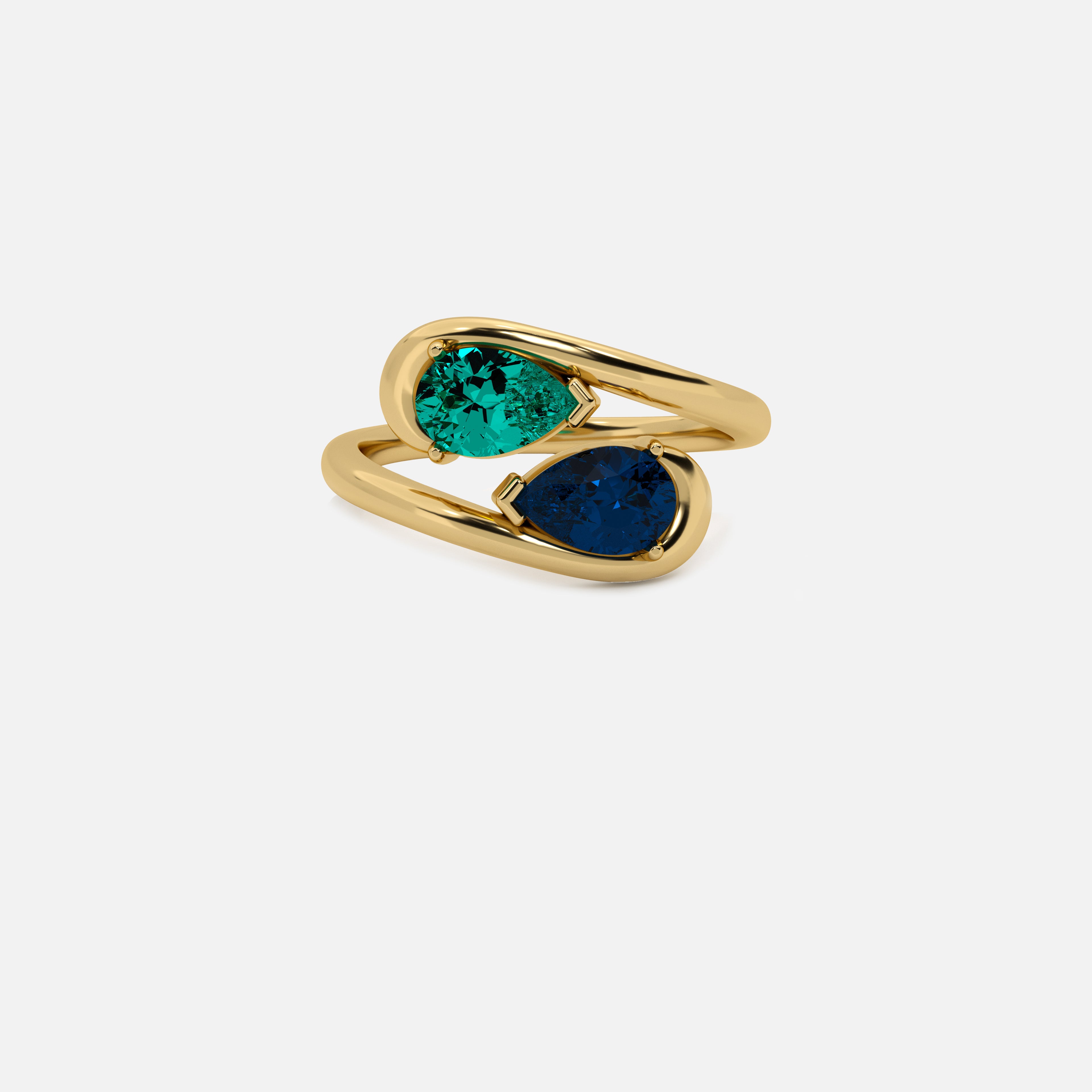NOOR Emerald and Blue Sapphire Pinky Ring