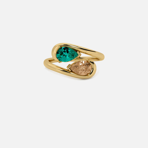 NOOR Emerald and Brown Diamond Pinky Ring JAUR