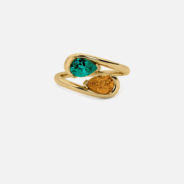 NOOR Emerald and Citrine Pinky Ring JAUR