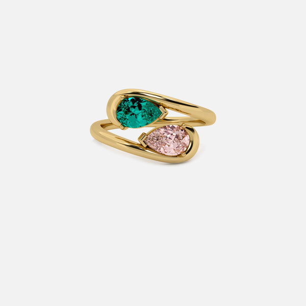 NOOR Emerald and Pink Diamond Pinky Ring JAUR