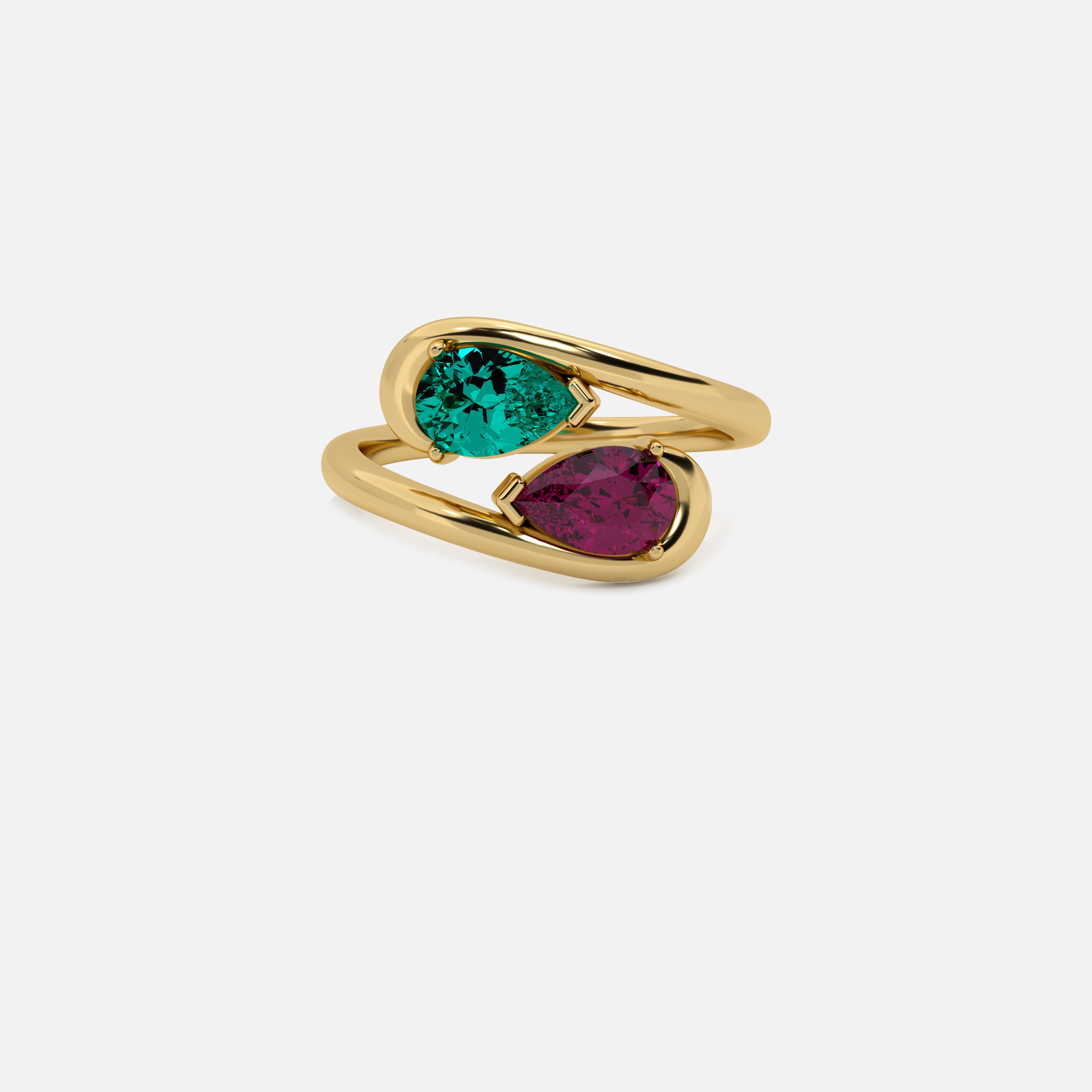NOOR Emerald and Pink Sapphire Pinky Ring