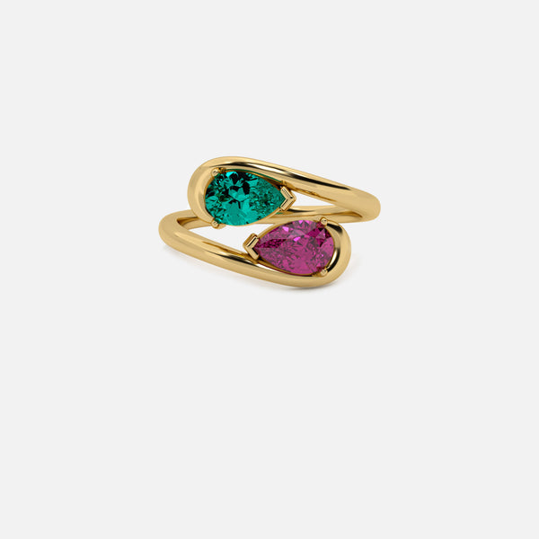 NOOR Emerald and Pink Sapphire Pinky Ring JAUR