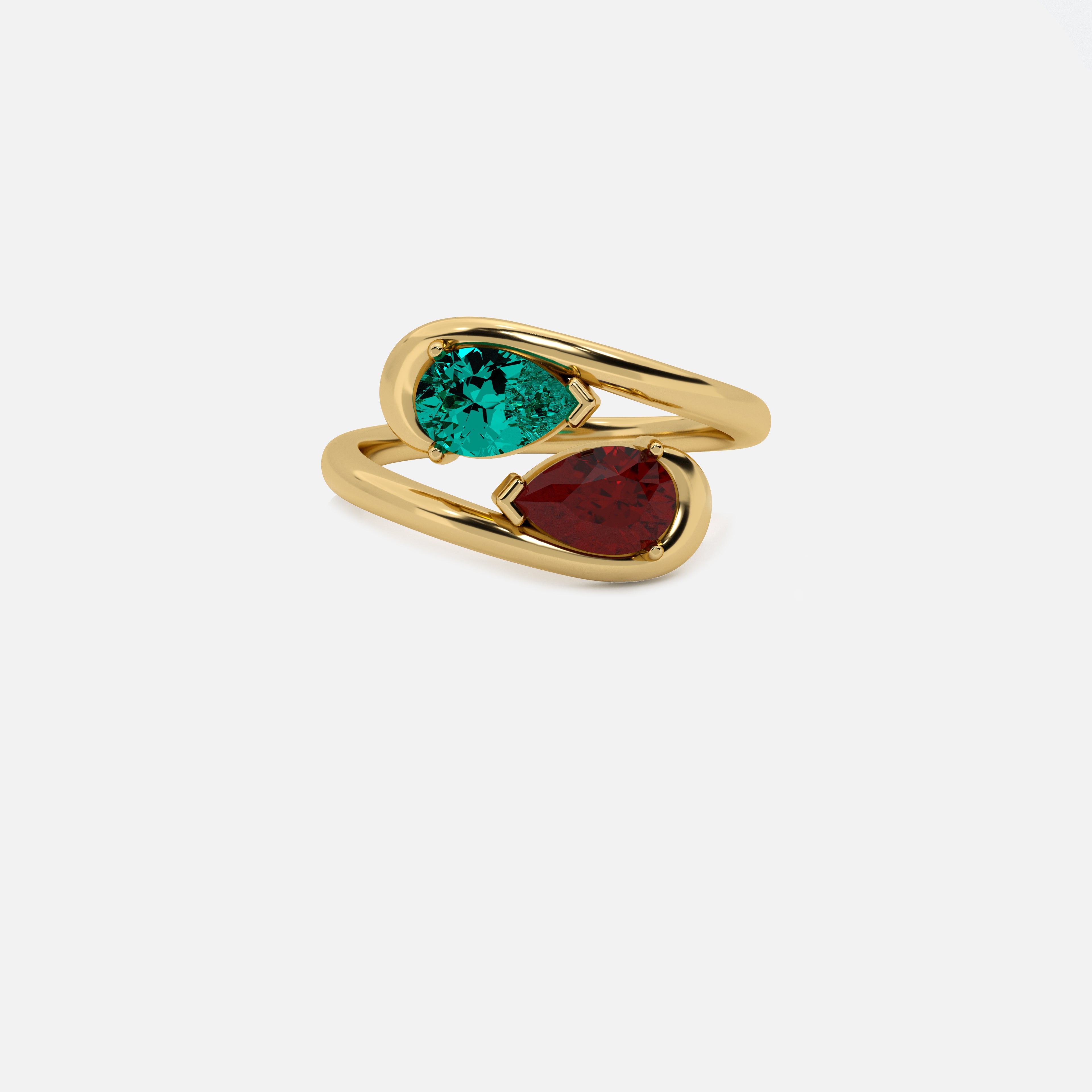 NOOR Emerald and Red Garnet Ring