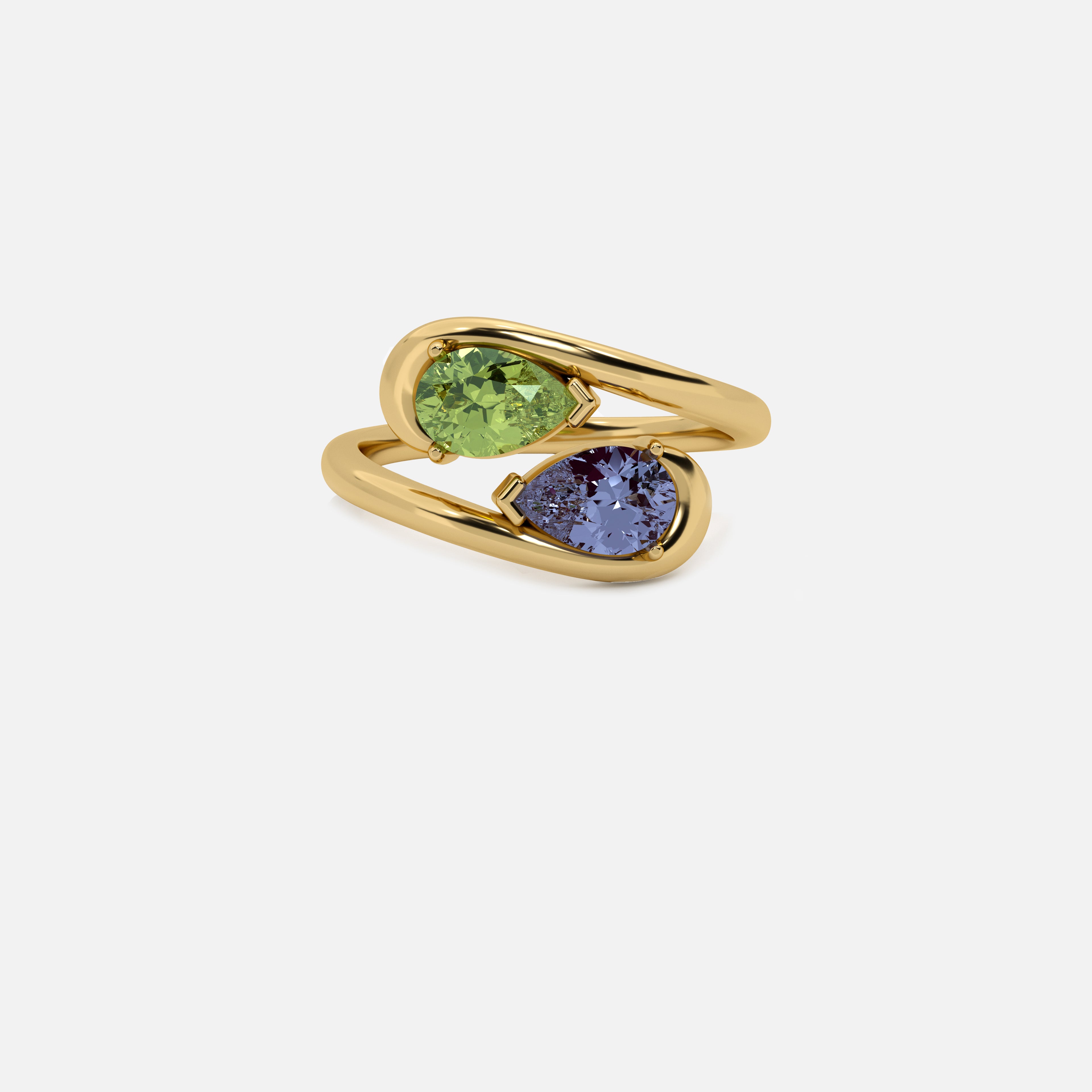 NOOR Green Diamond and Alexandrite Ring