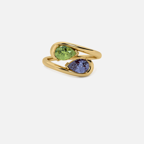 NOOR Green Diamond and Alexandrite Pinky Ring JAUR