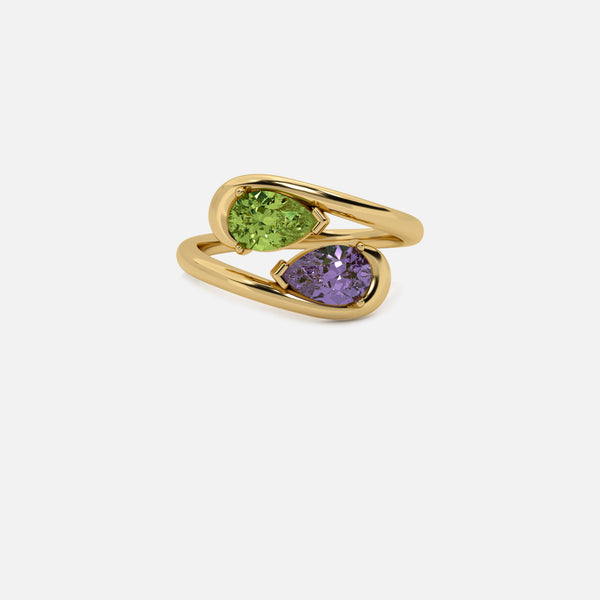 NOOR Green Diamond and Amethyst Pinky Ring JAUR