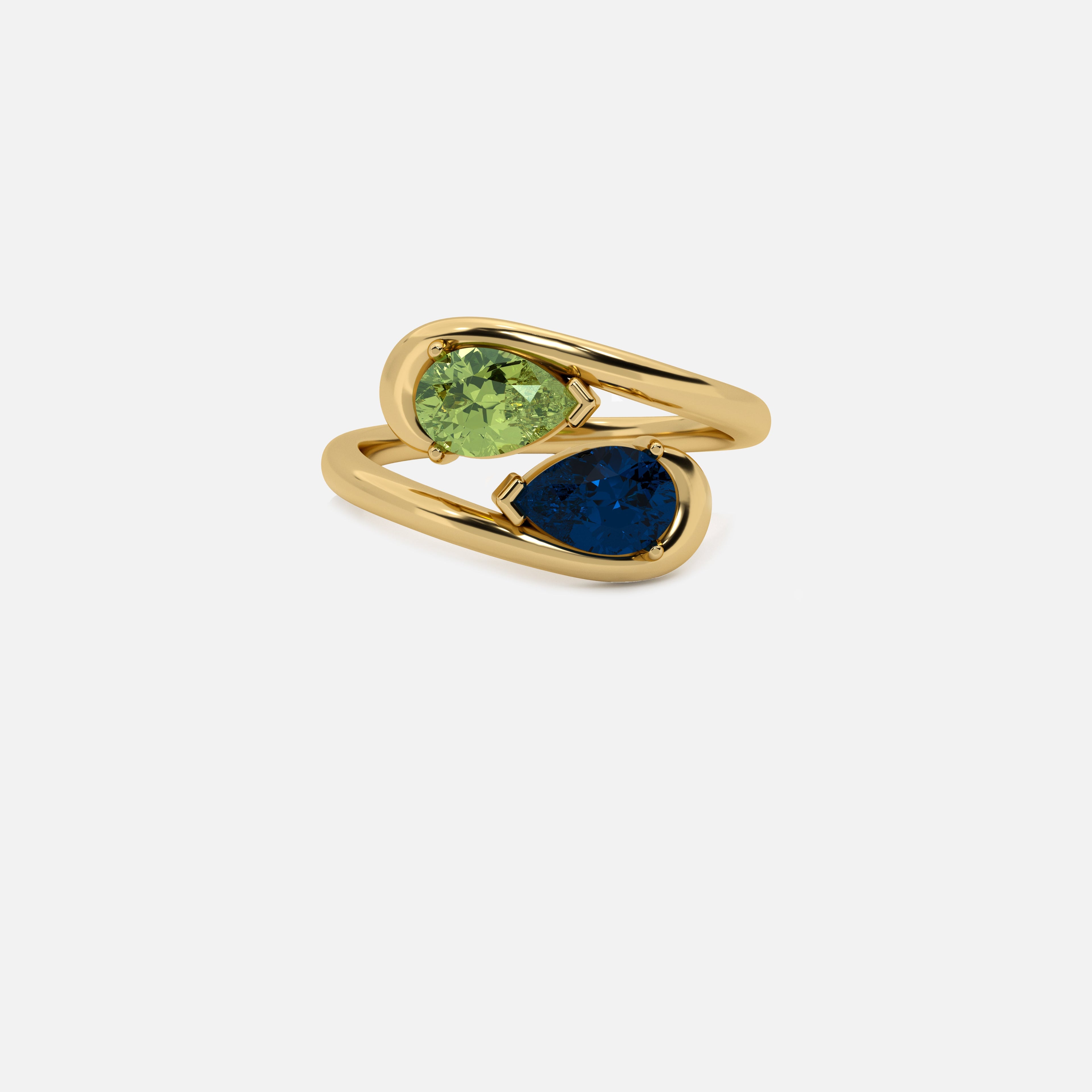 NOOR Green Diamond and Blue Sapphire Pinky Ring